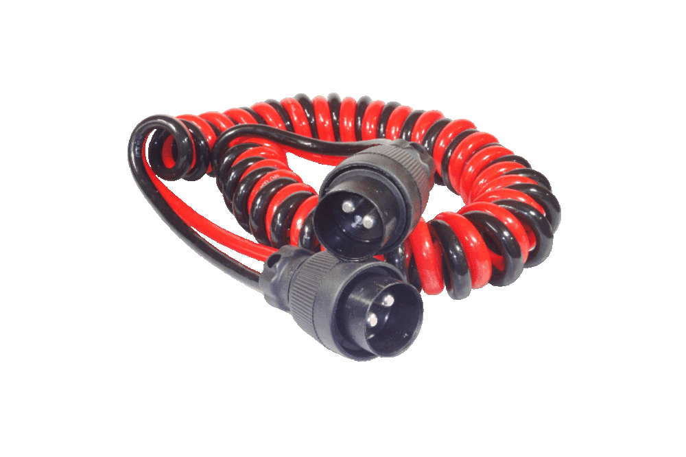 2-pin coiled cable NATO with 2 plugs rubberised
