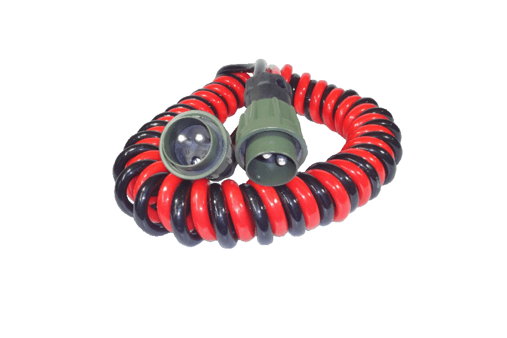 2-pin Coiled Cable NATO with 2 Plugs with Screw Ring